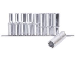 Набор головок 1/2" 6-гранных (9пр.) 10-22мм удлиненные,  на планке АвтоДело 39836