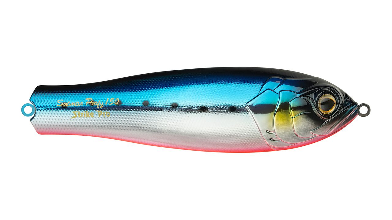Блесна колеблющаяся Strike Pro Salmon Profy 115,  115 мм,  45 гр,  Тройник,  цвет: A234-SBO-LU Blue Back Silver OB Fluo,  (PST-03A#A234-SBO/A234-SBO)