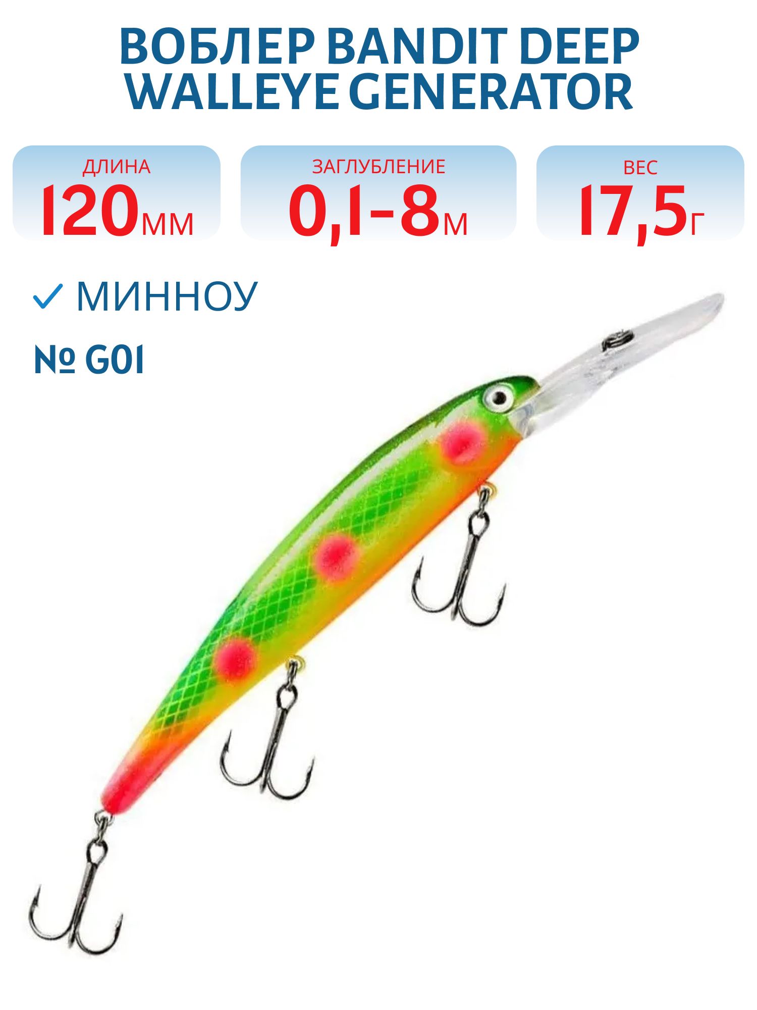 Воблер BANDIT DEEP WALLEYE GENERATOR G01