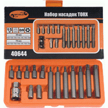 Набор бит 15пр. (TORX) T20-T55 L30*75мм кейс АвтоДело 40644