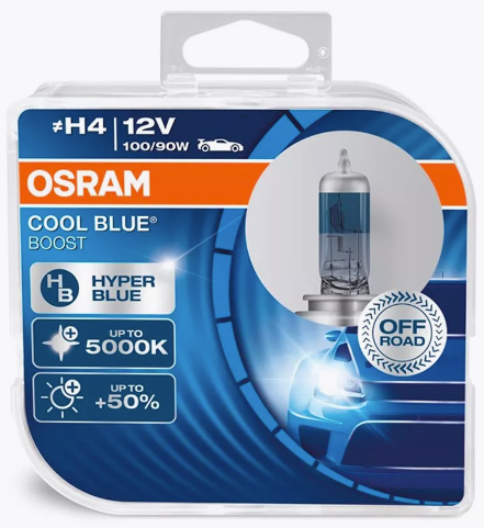 Автолампа галогеновая Н4 12V-100/90 OSRAM +50% P43 Cool Blue Boost (2шт.к-т)