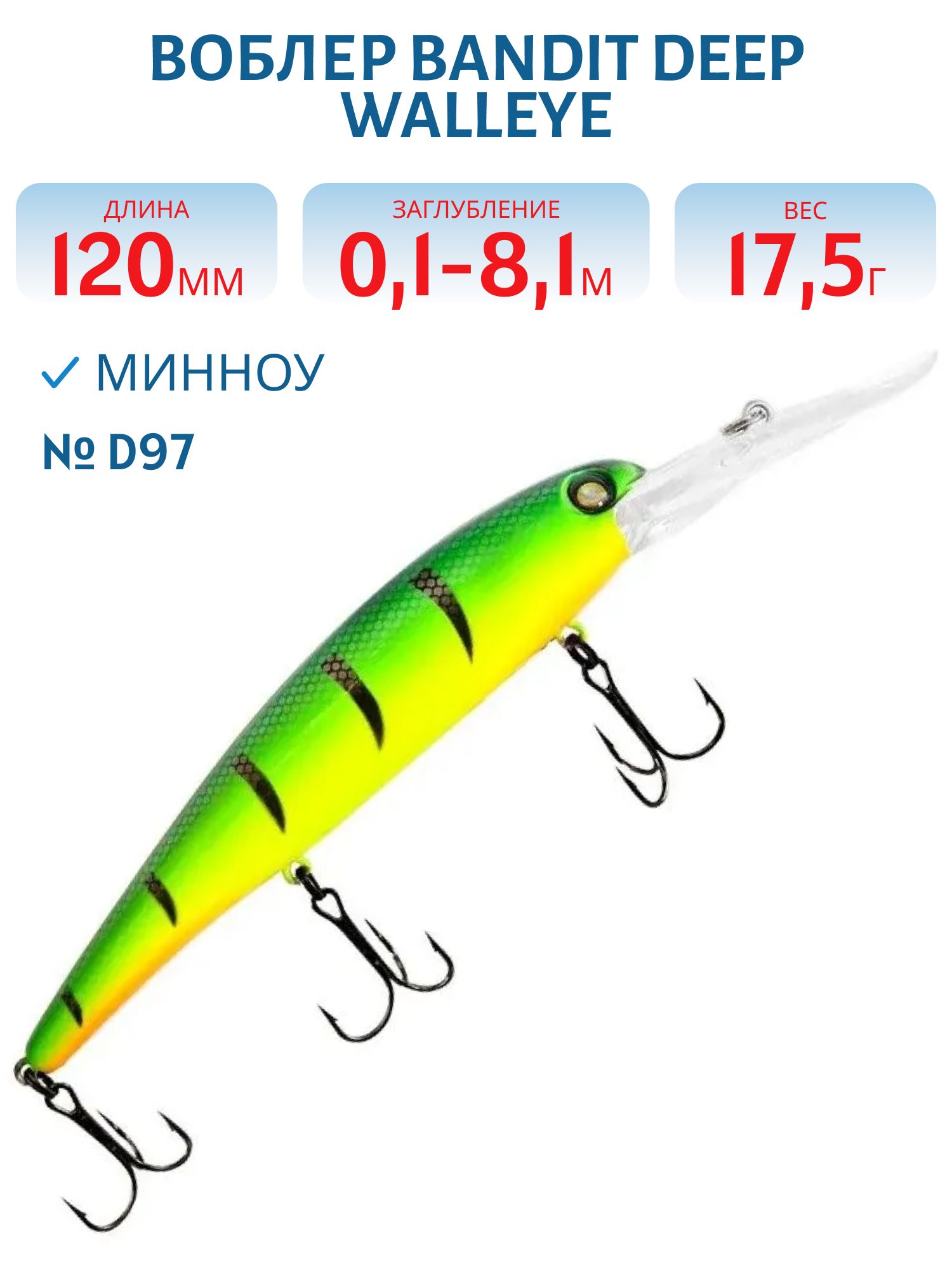 Воблер BANDIT DEEP WALLEYE D97