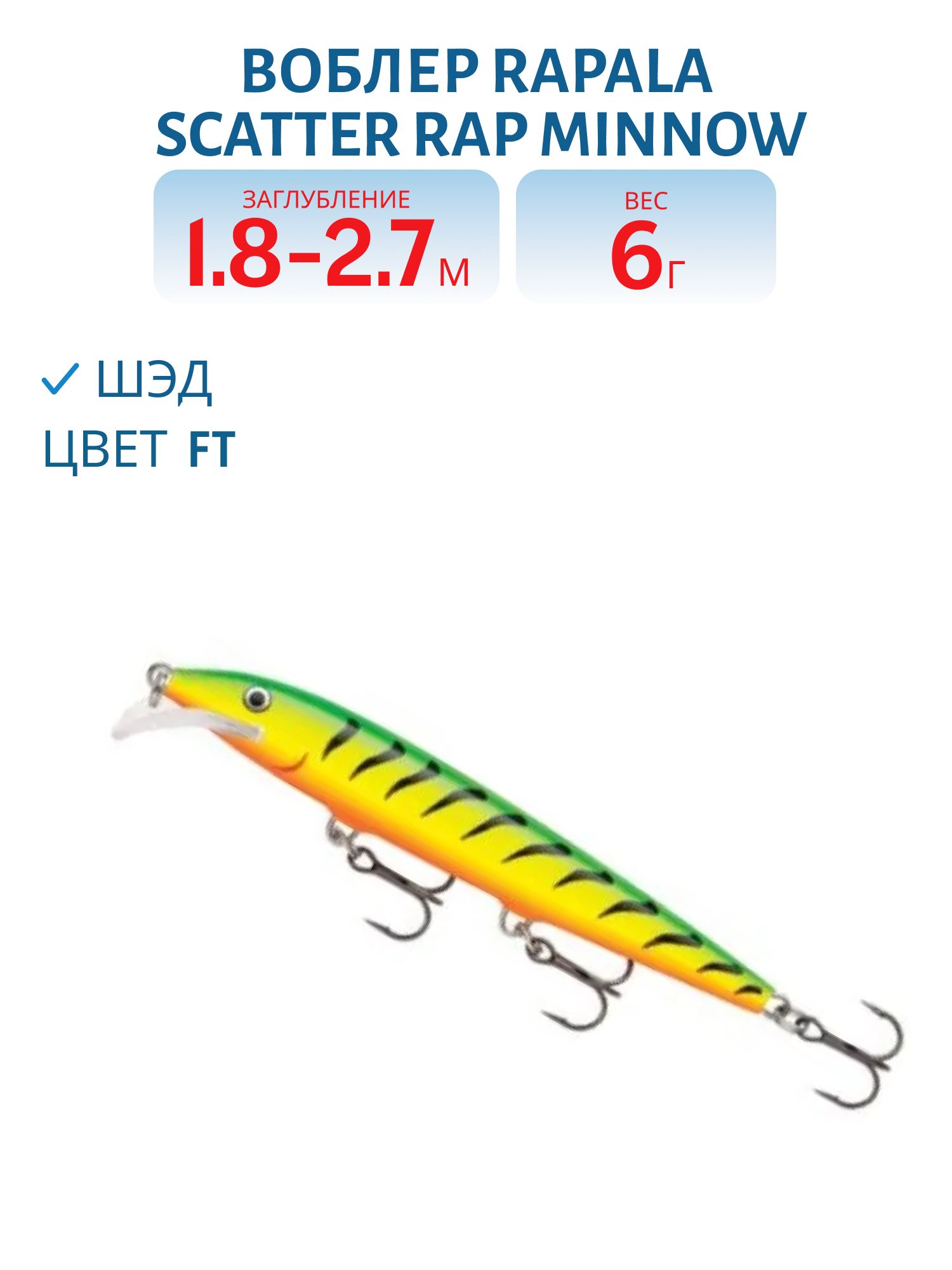 Воблер Rapala Scatter Rap Minnow 11 /FT