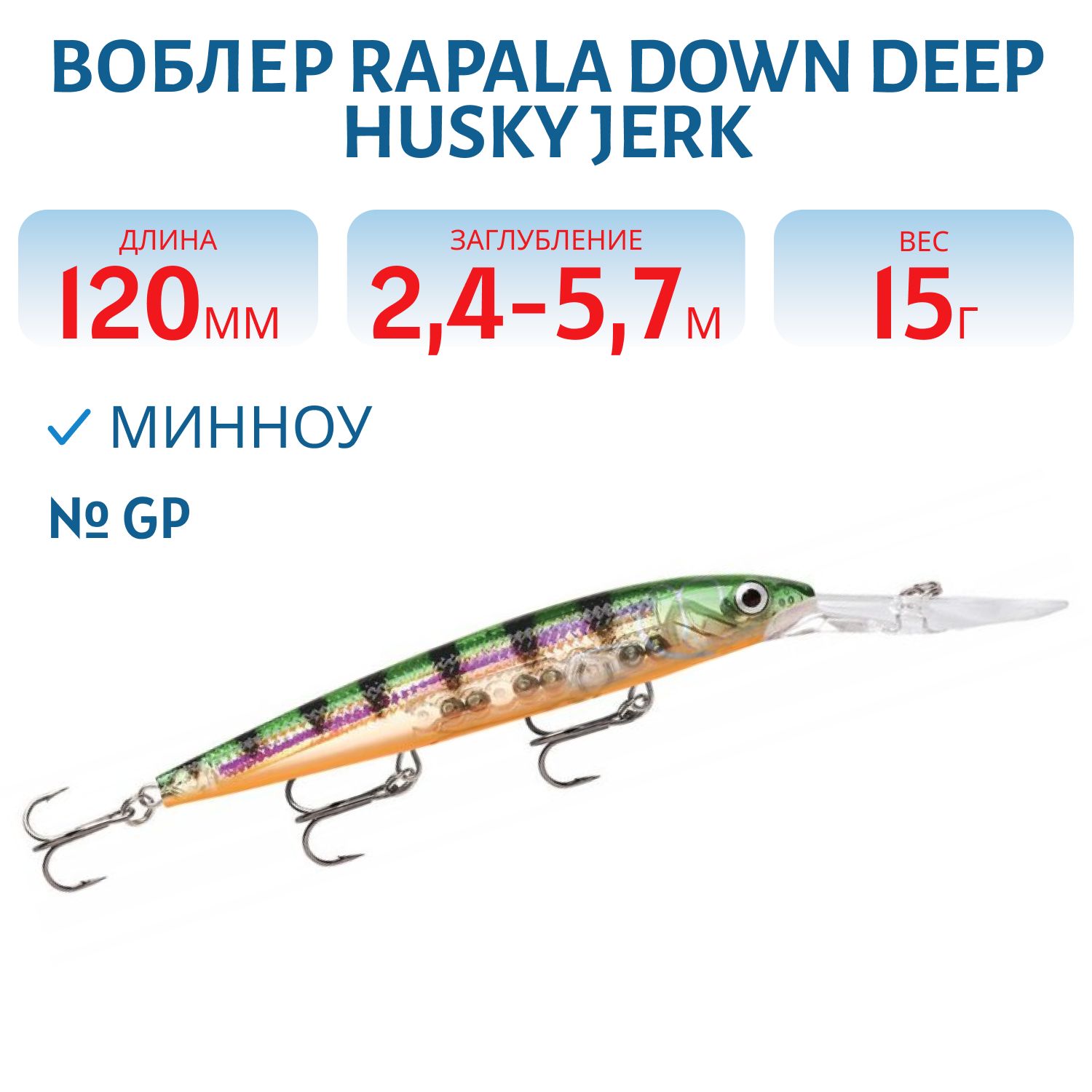 Воблер Rapala Down Deep Husky Jerk 12 /GP