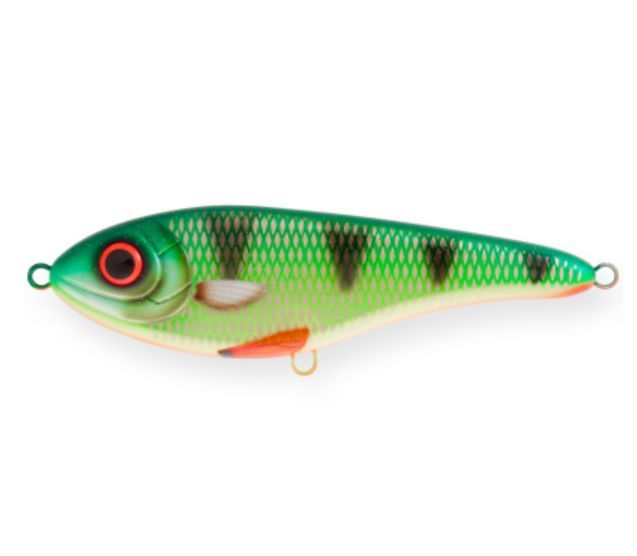 Воблер Джеркбейт Strike Pro Buster Jerk Shallow Runner,  150 мм,  64, 5 гр,  Загл. 1, 0м.,  Медленно всплывающий,  цвет: AC382F Tiger Perch,  WOLF COLOR,  (EG-048S#AC382F)
