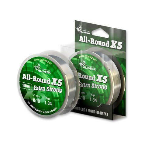 Леска ALLVEGA "ALL-ROUND X5" 0, 14мм (100м) (2, 64кг) прозрачная LAR10014