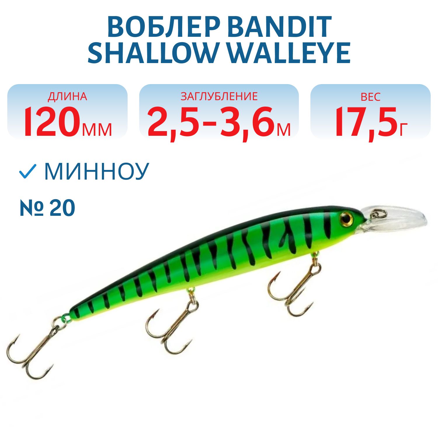 Воблер BANDIT SHALLOW WALLEYE 20