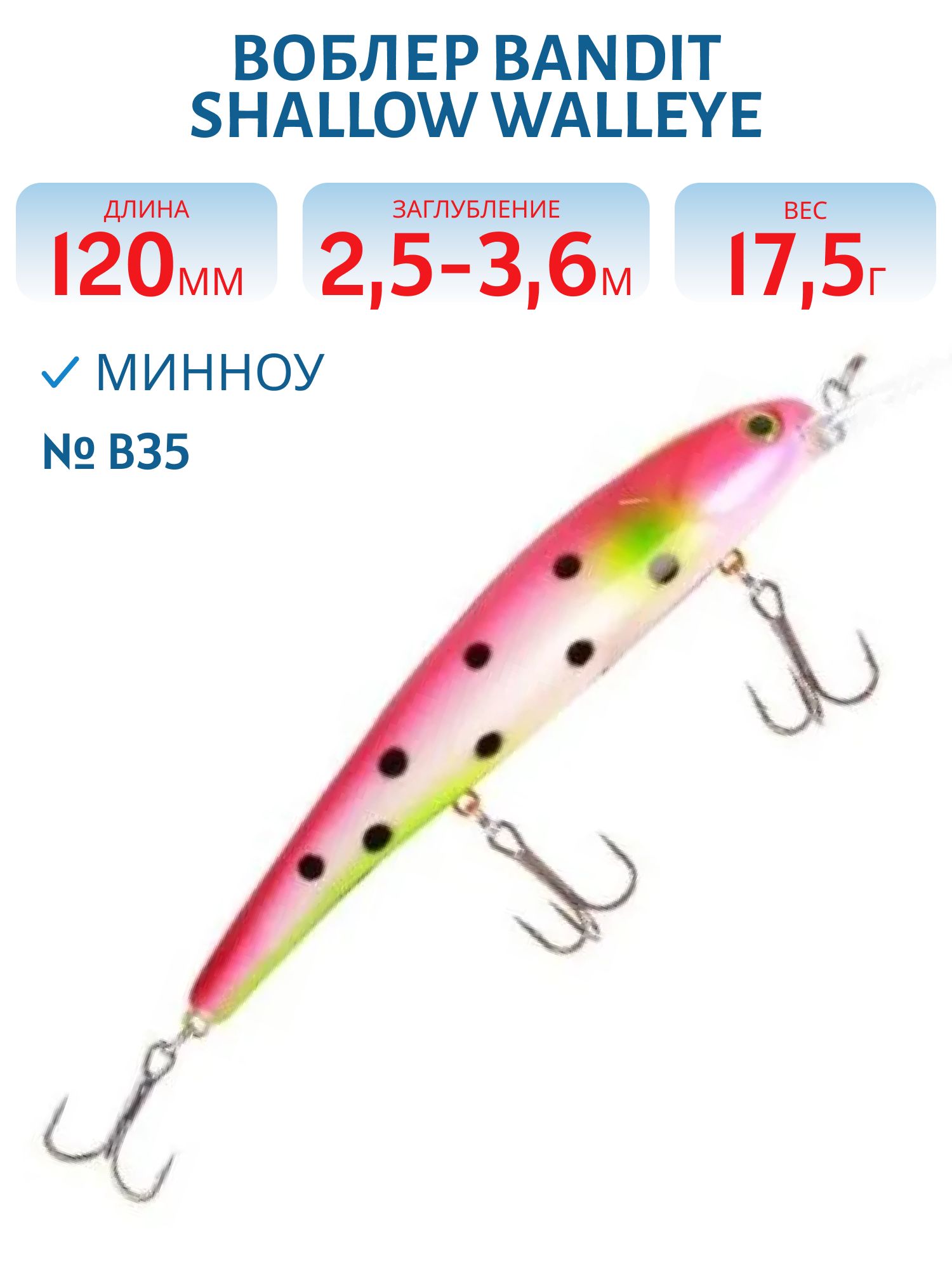 Воблер BANDIT SHALLOW WALLEYE B35