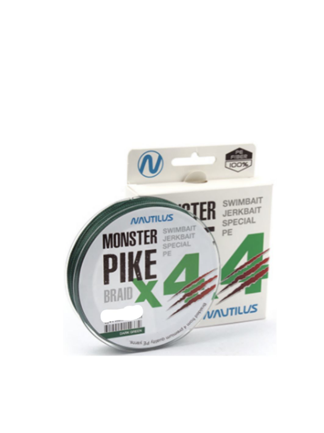 Шнур Nautilus Monster Pike Braid X4 Dark Green d-0.41 36.2кг 80lb 150м
