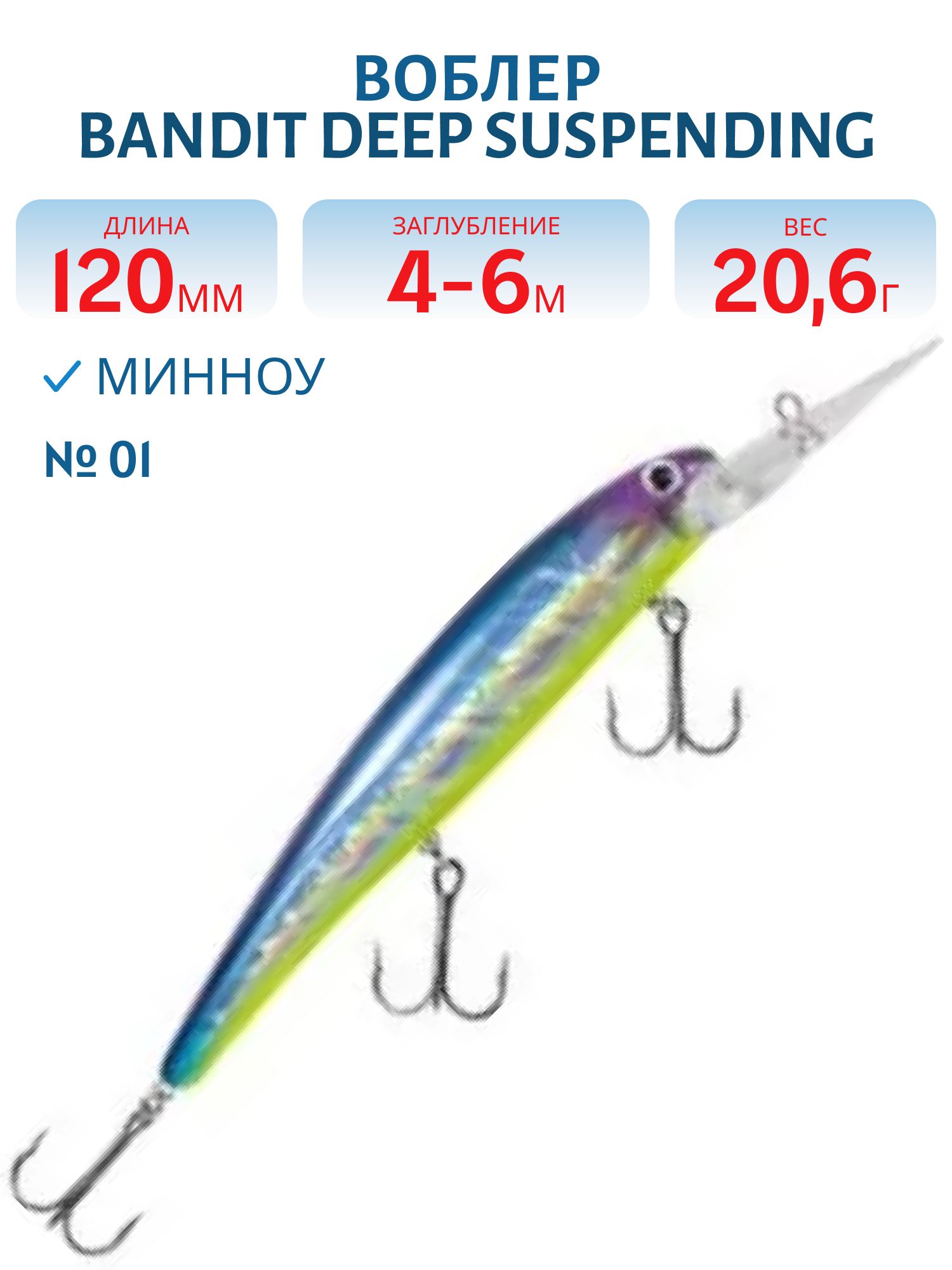 Воблер BANDIT DEEP SUSPENDING MINNOW 01