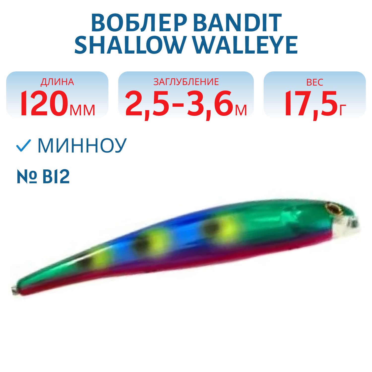 Воблер BANDIT SHALLOW WALLEYE B12