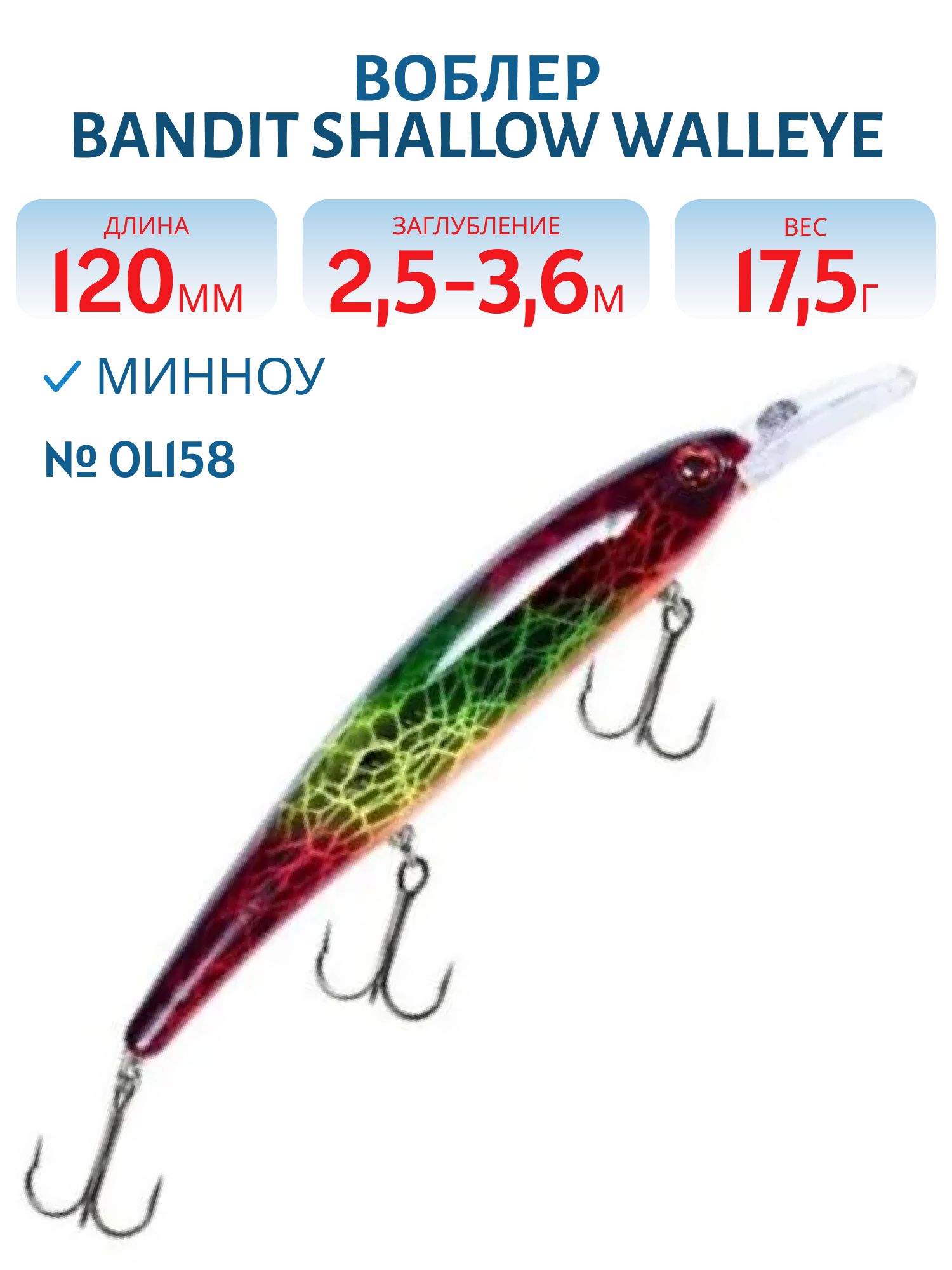 Воблер BANDIT SHALLOW WALLEYE OL158