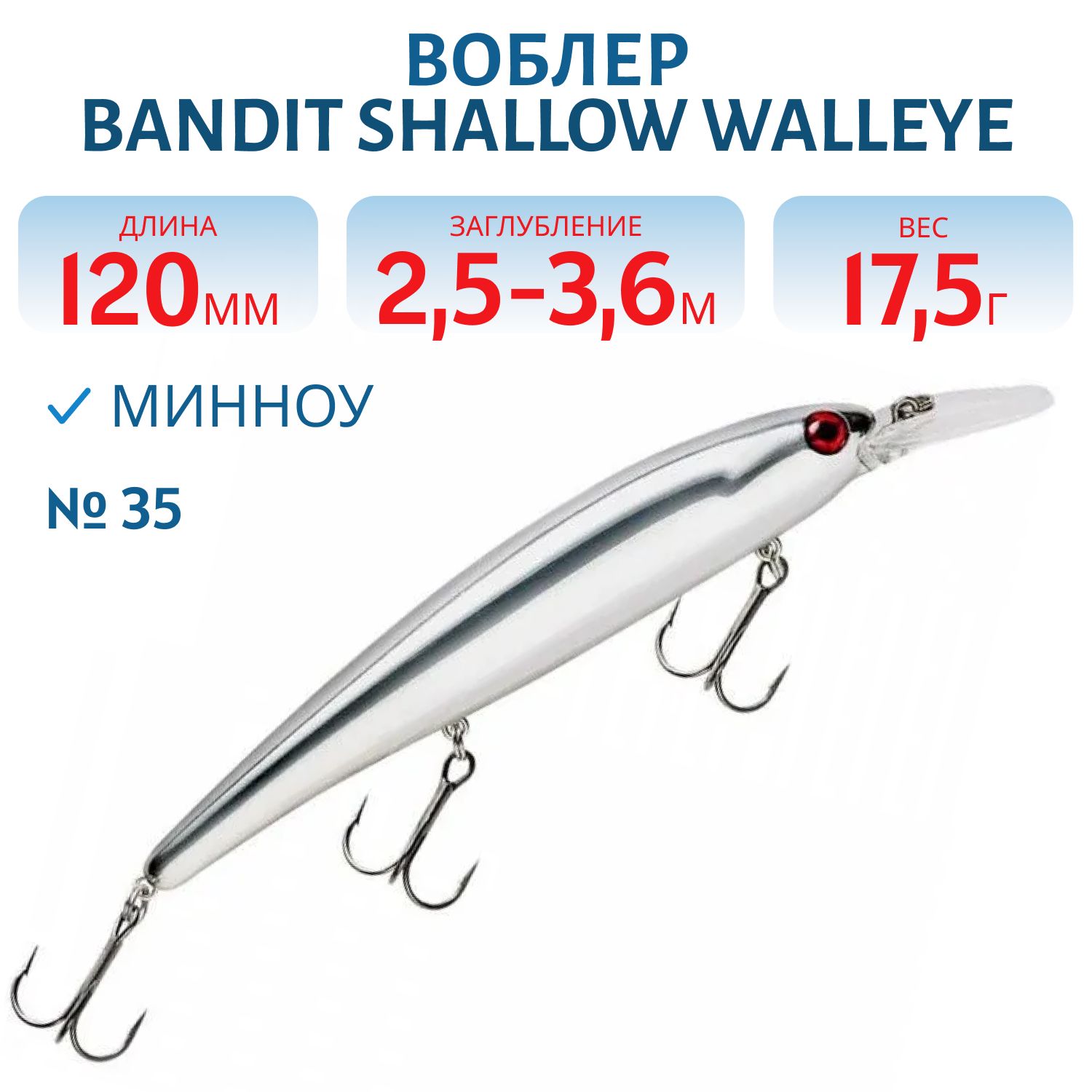 Воблер BANDIT SHALLOW WALLEYE 35
