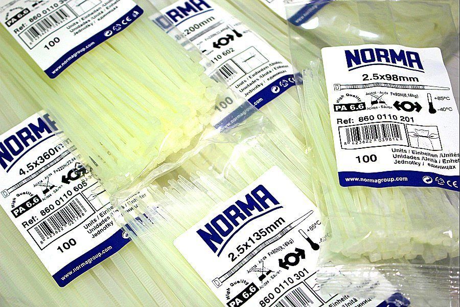 Хомут пластиковый NORMA 365*7, 5мм (уп/100шт.) белый морозостойкий 8600110705 