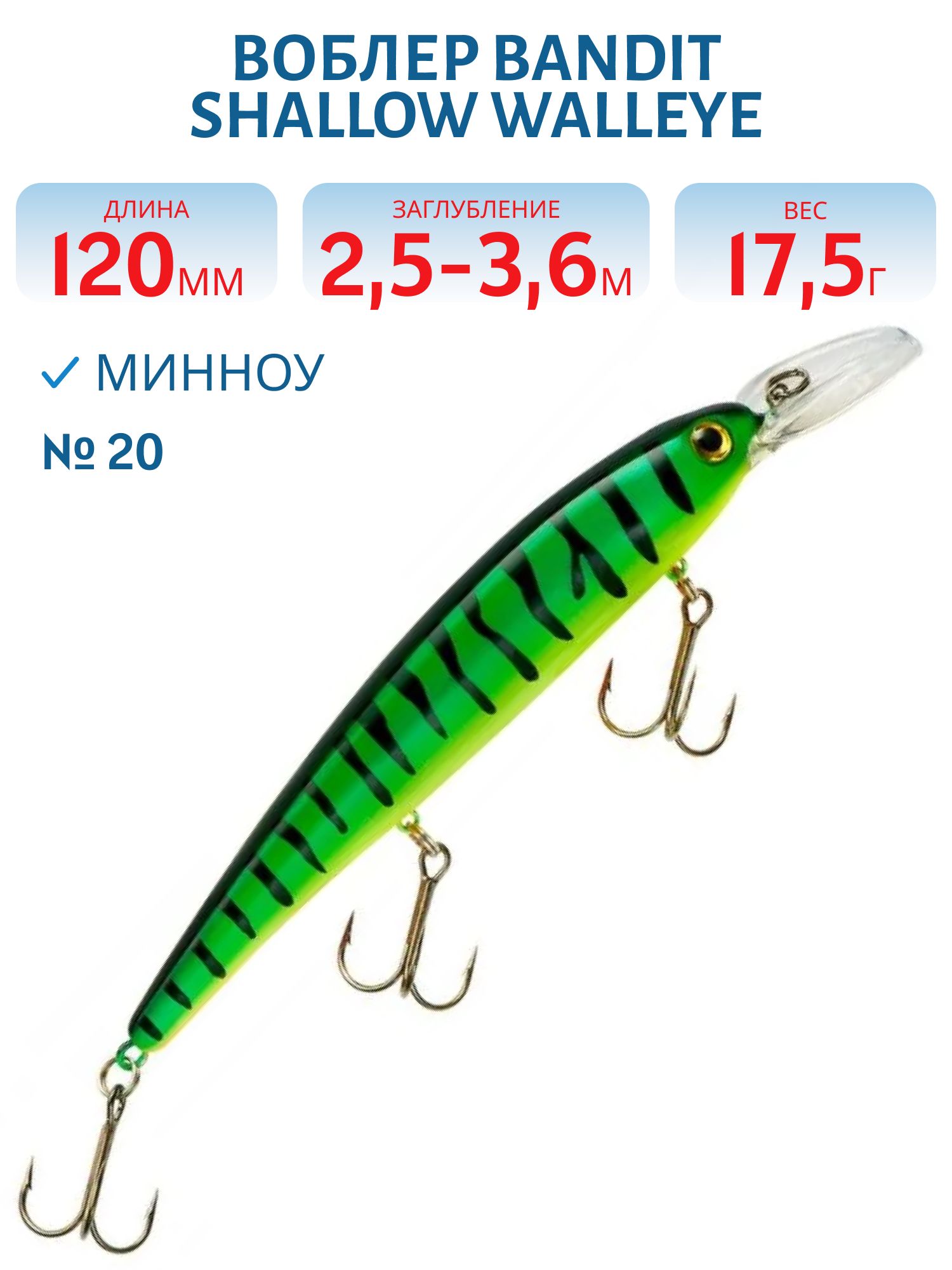 Воблер BANDIT SHALLOW WALLEYE 20