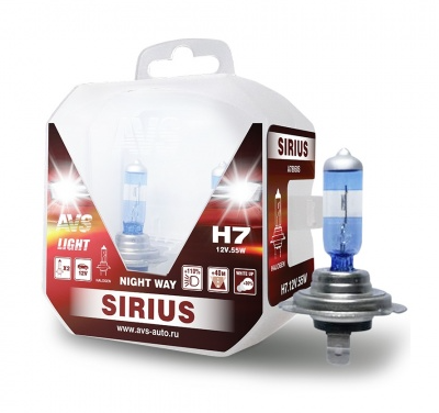 Автолампа галогеновая Н7 12V-55 AVS SIRIUS NIGHT WAY (A78950S) (2шт.к-т)