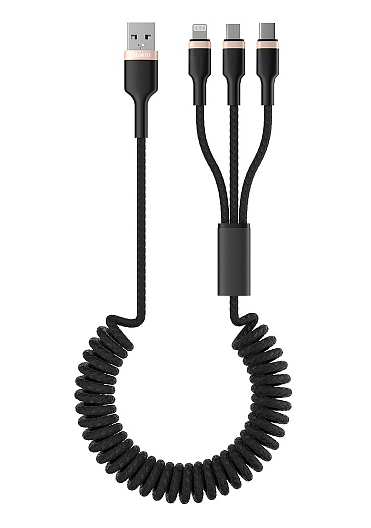 Кабель SPRING USB - 3в1 (microUSB,  lightning,  type-C) (1.5м,  3А) OLMIO (41623)