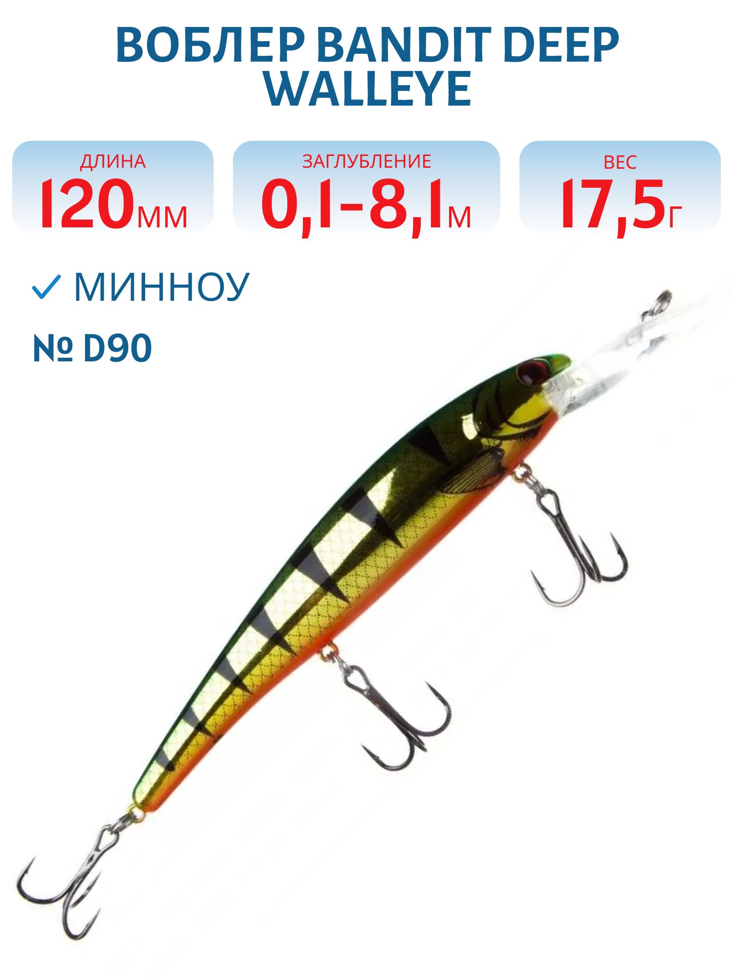 Воблер BANDIT DEEP WALLEYE D90