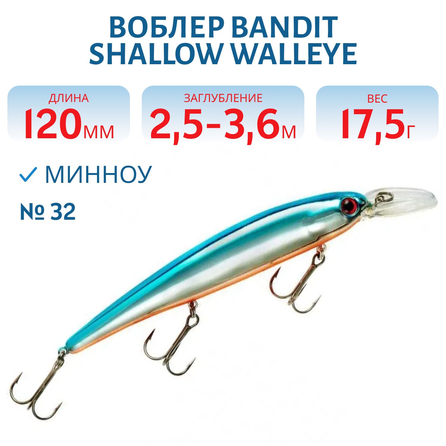 Воблер BANDIT SHALLOW WALLEYE 32