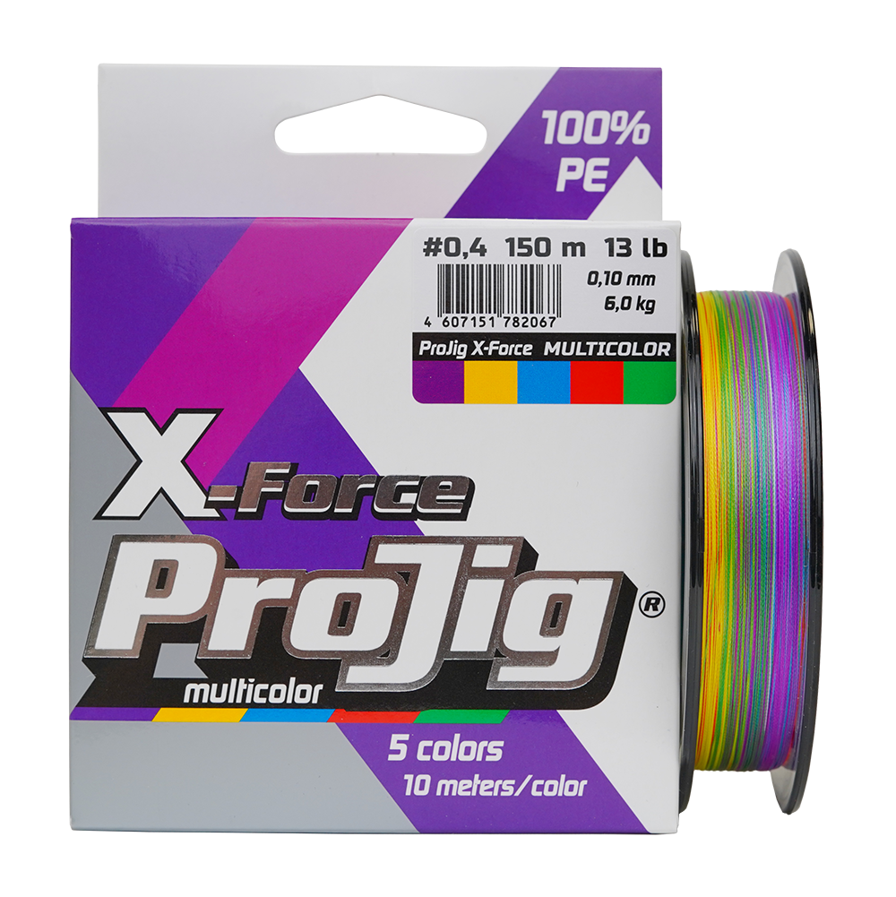 Шнур ProJig X-Force Multicolor 0, 10 мм,  6, 0 кг,  100 м