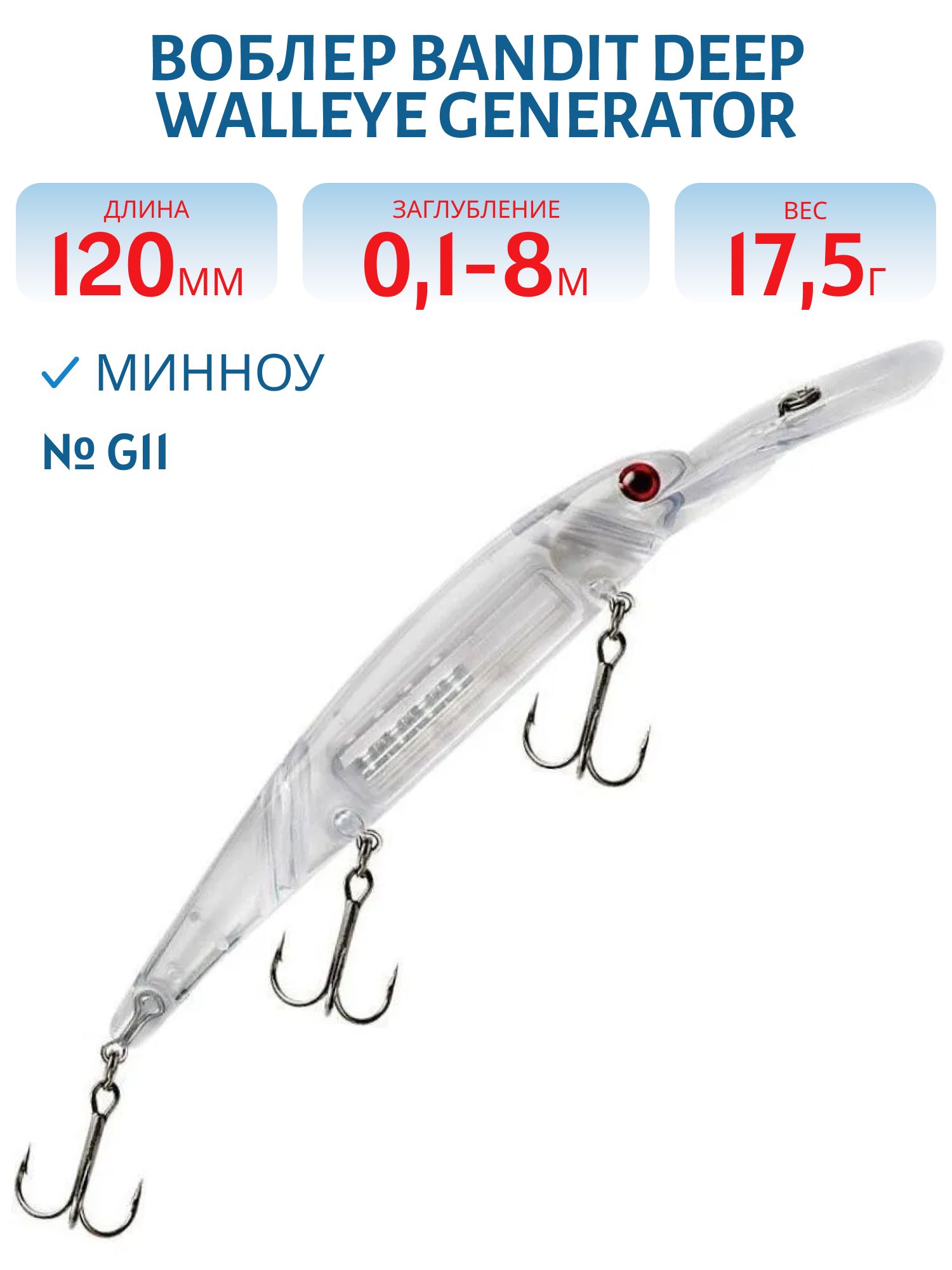 Воблер BANDIT DEEP WALLEYE GENERATOR G11