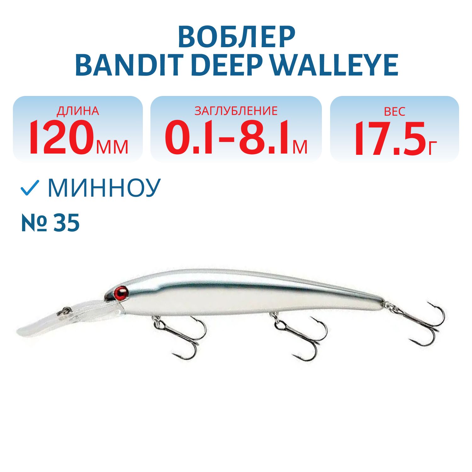 Воблер BANDIT DEEP WALLEYE 35