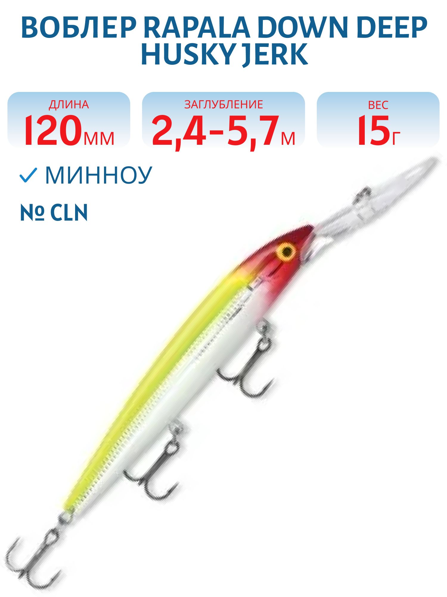 Воблер Rapala Down Deep Husky Jerk 12 /CLN