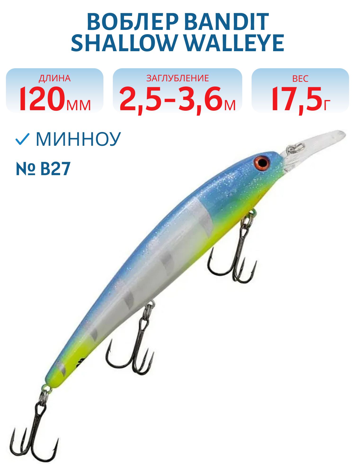 Воблер BANDIT SHALLOW WALLEYE B27