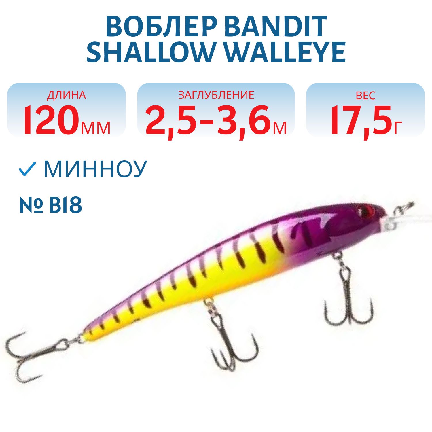 Воблер BANDIT SHALLOW WALLEYE B18
