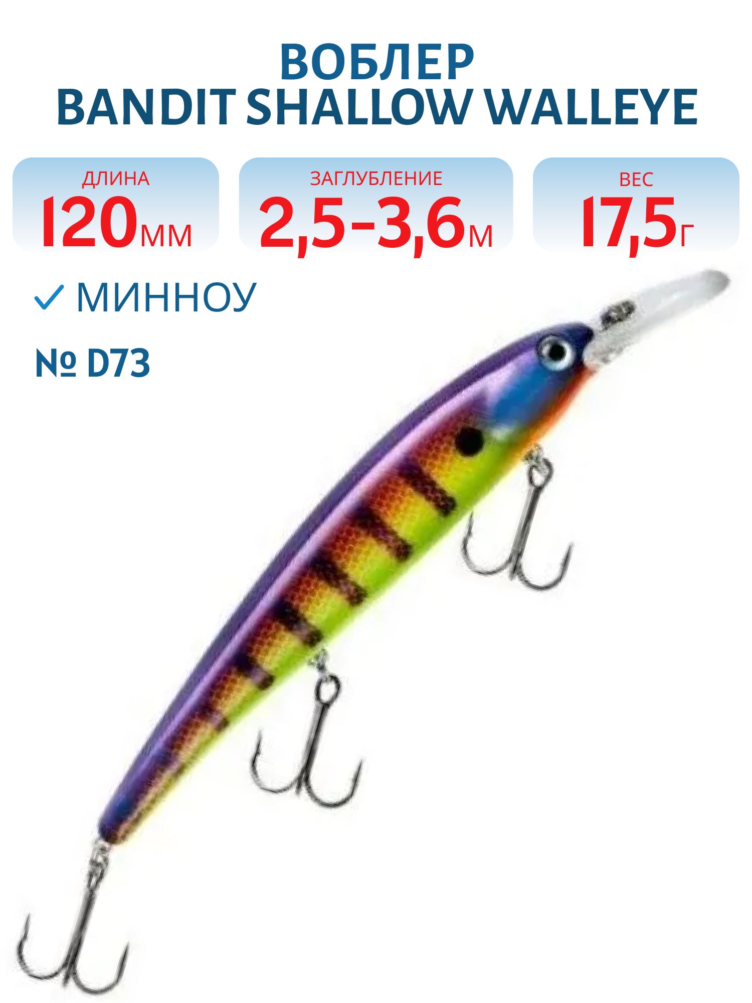Воблер BANDIT SHALLOW WALLEYE D73