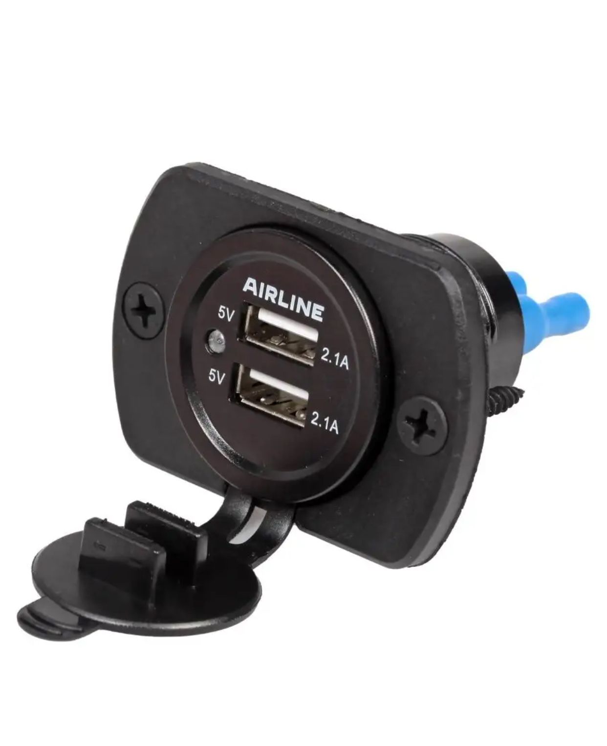 Розетка USB встраиваемая влагозащ. с 2 портами (5В,  2.1А + 2.1А) (В пакете)AEBJ205