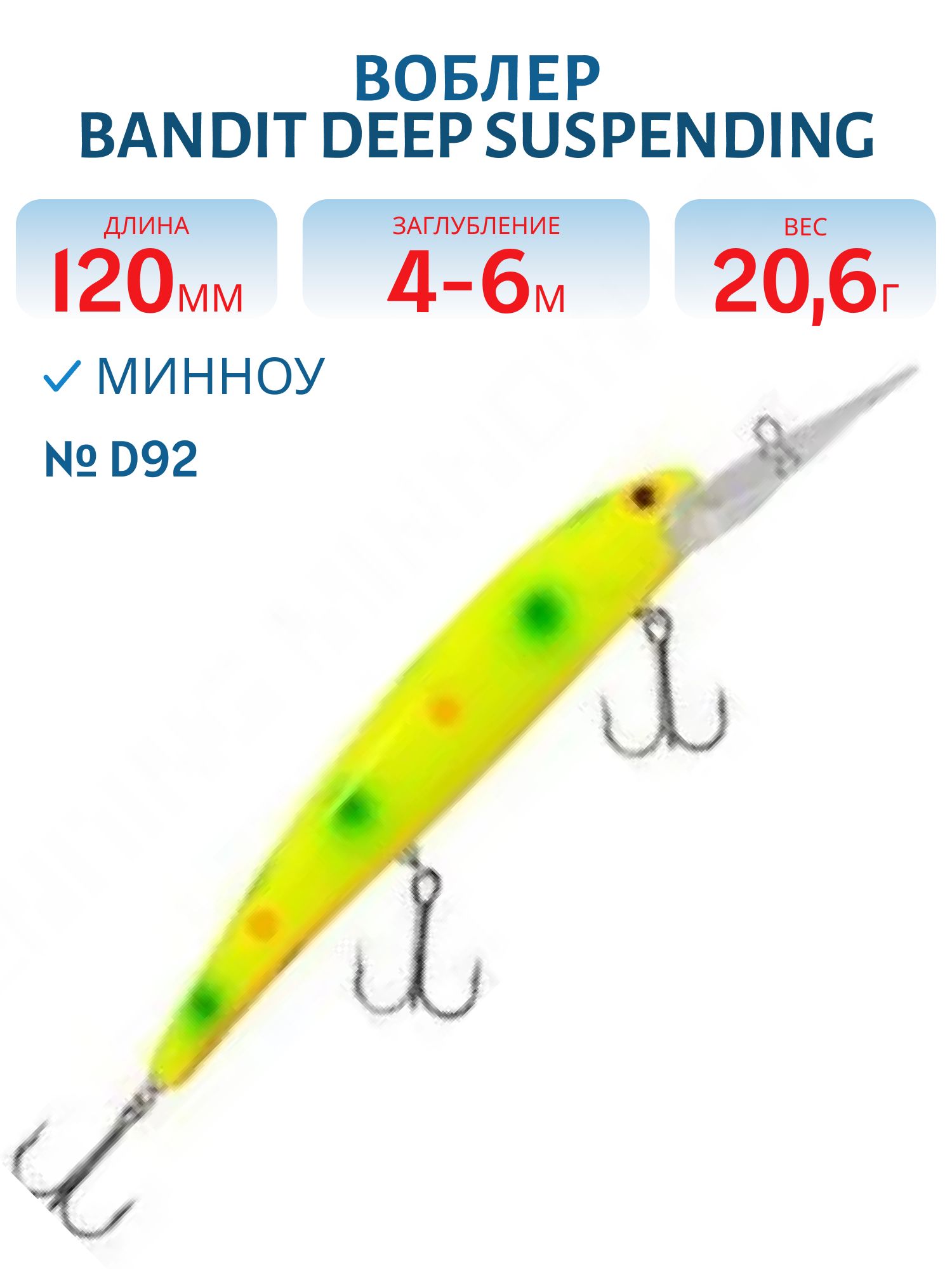 Воблер BANDIT DEEP SUSPENDING MINNOW D92