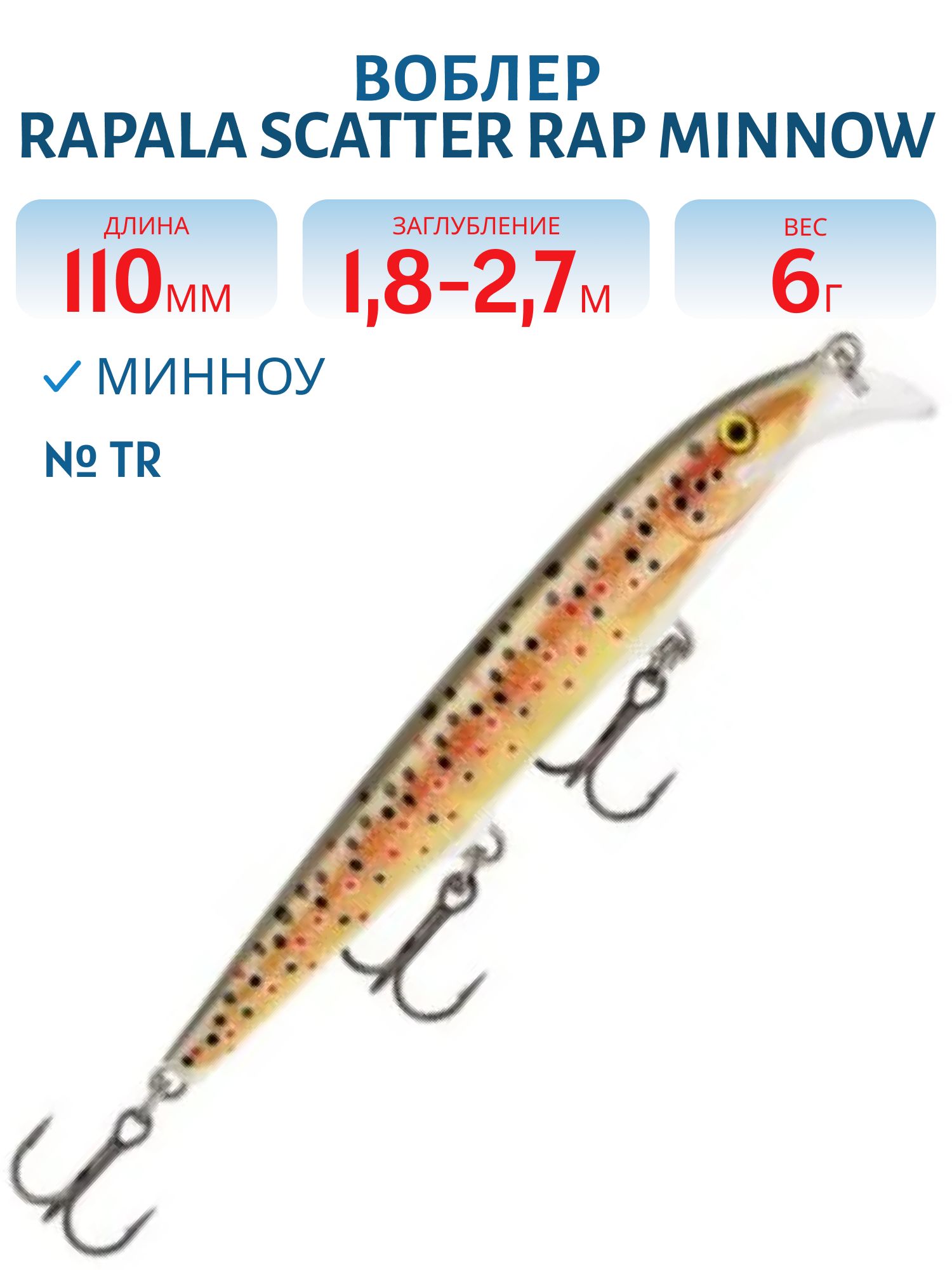 Воблер Rapala Scatter Rap Minnow 11 /TR