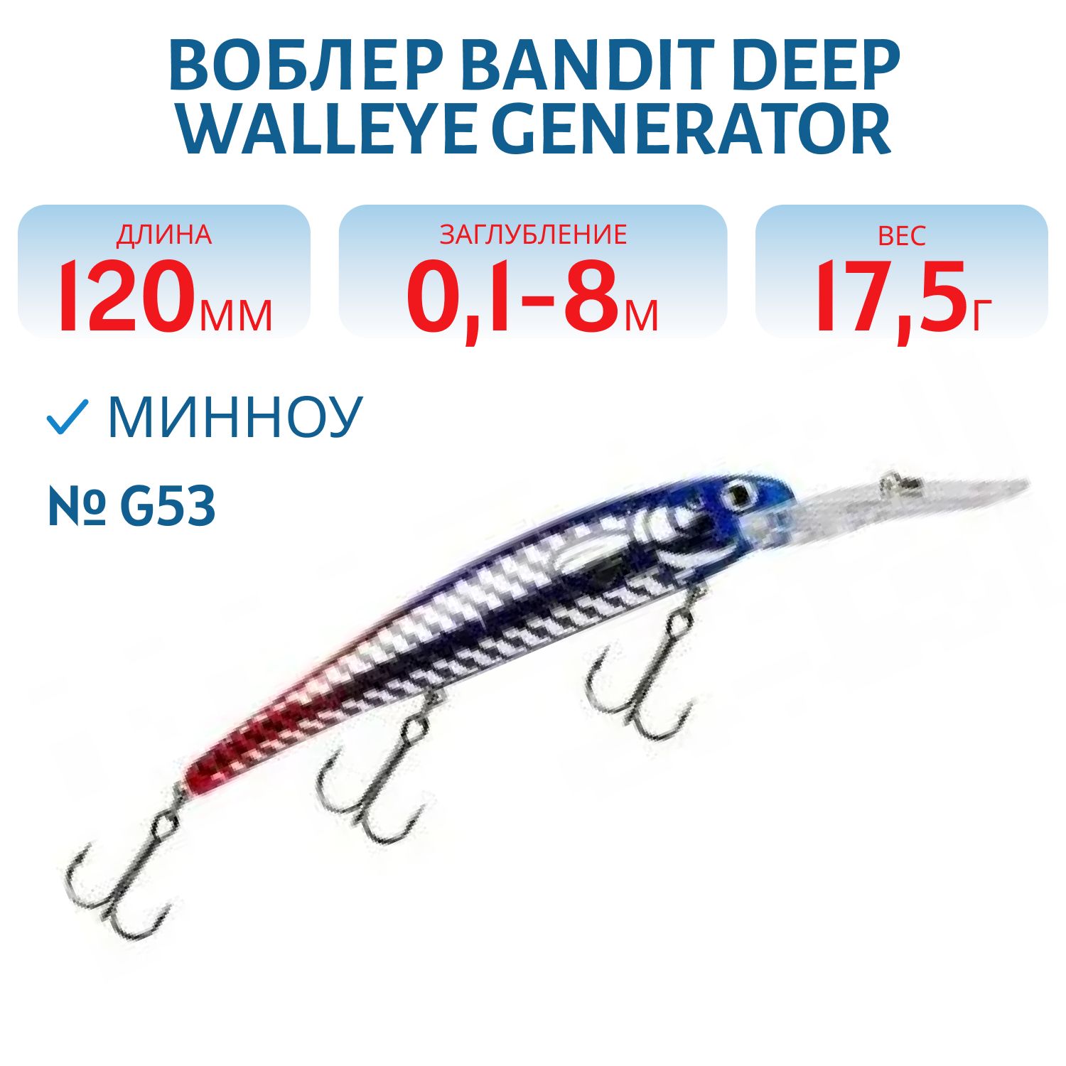 Воблер BANDIT DEEP WALLEYE GENERATOR G53