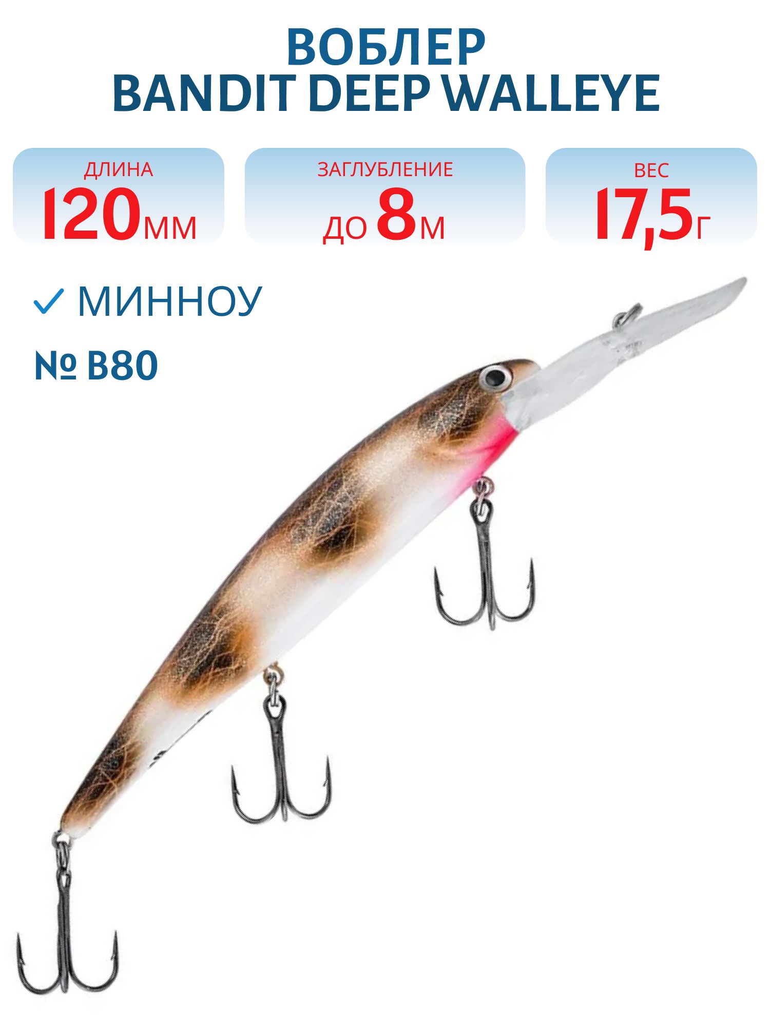 Воблер BANDIT DEEP WALLEYE B80