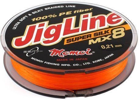 Шнур JigLine MX 8 Super Silk 0, 27 мм, 23 кг, 100 м оранжевый