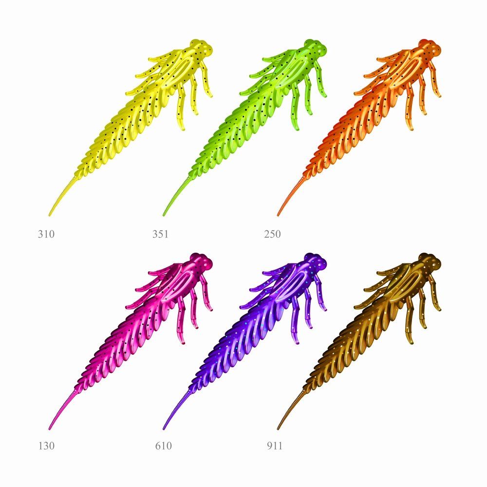 Приманка ZUB-LARVA 60мм-7шт,  (цвет 250) морковный с блестками