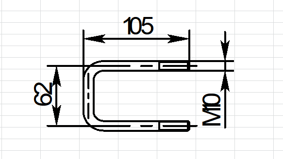Стремянка для прицепа МЗСА 81771Е.001-07, 05, 075-11 (M10 x 105 x 62)