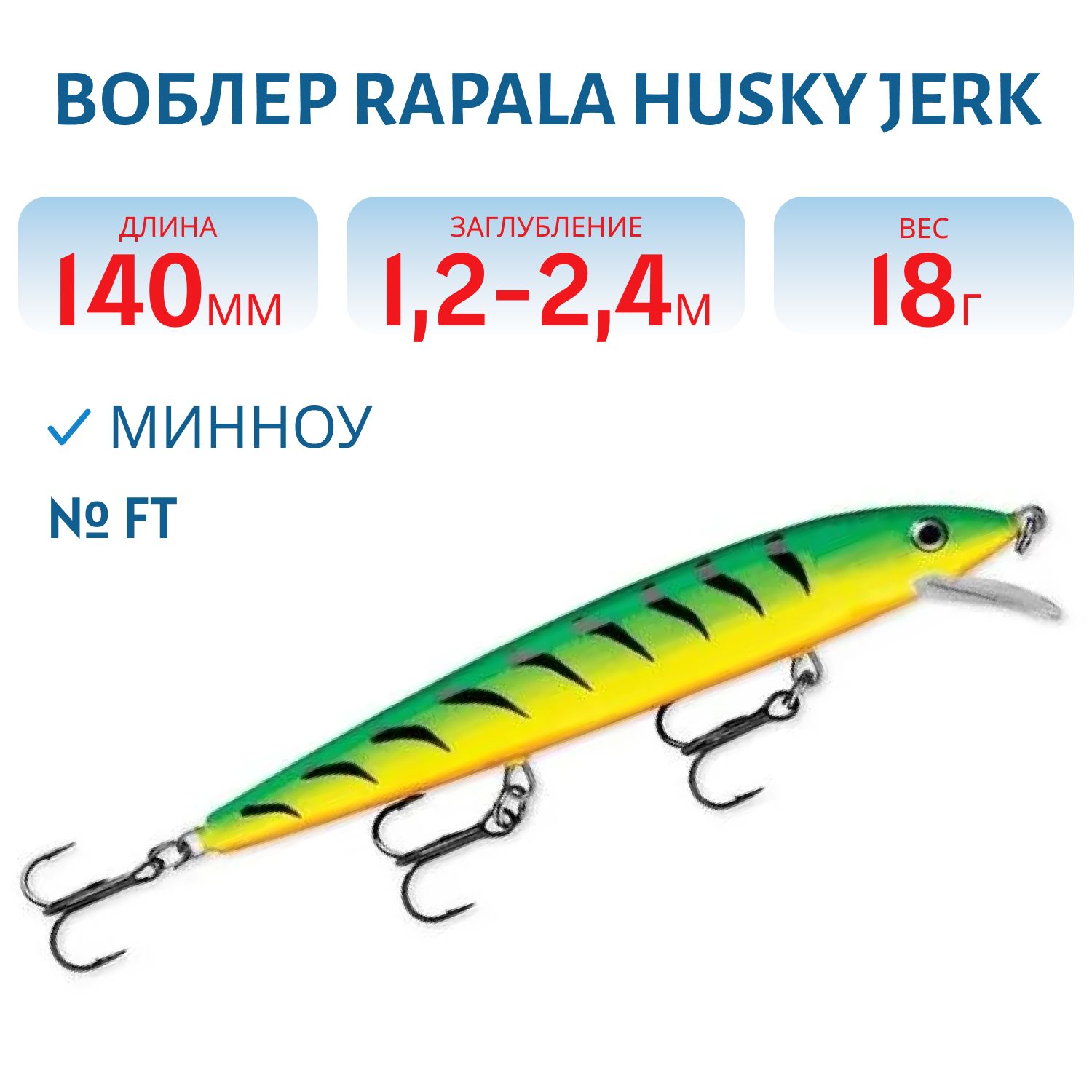 Воблер Rapala Husky Jerk 14 /FT