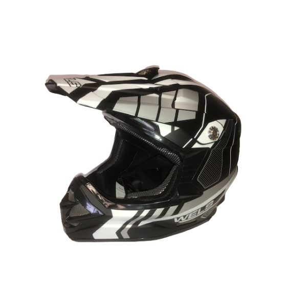 Шлем кроссовый WELS 819-5 черный/белый матовый S