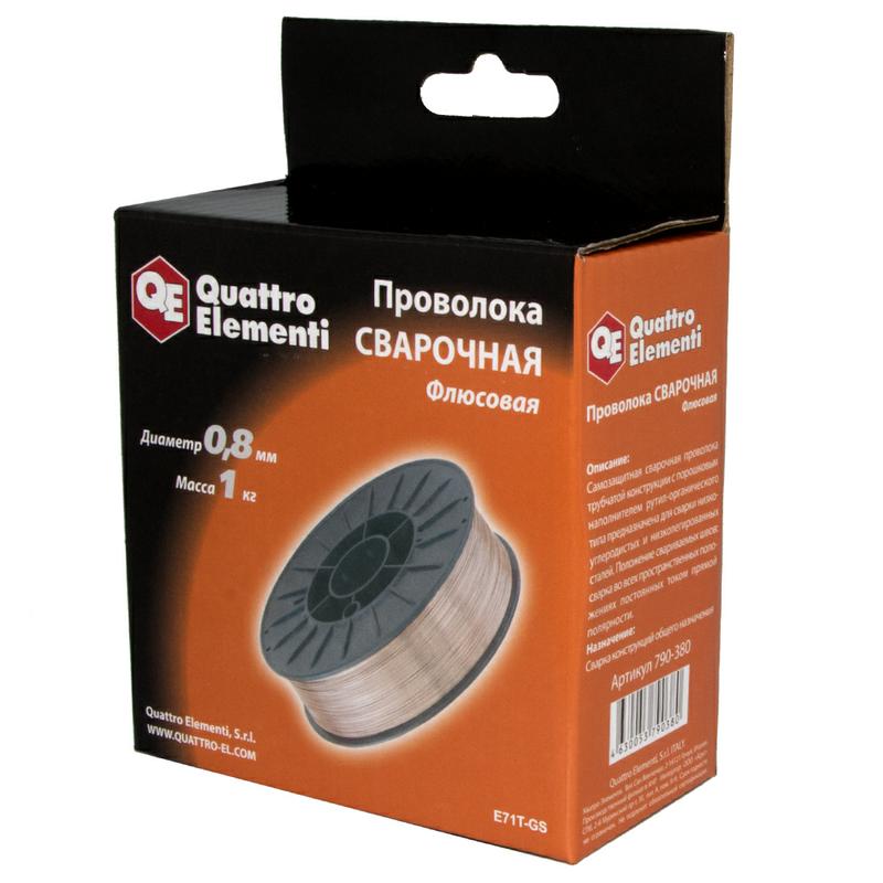 Проволока сварочная Ø0.8мм (1кг) флюсовая QUATTRO ELEMENTI (790-380)