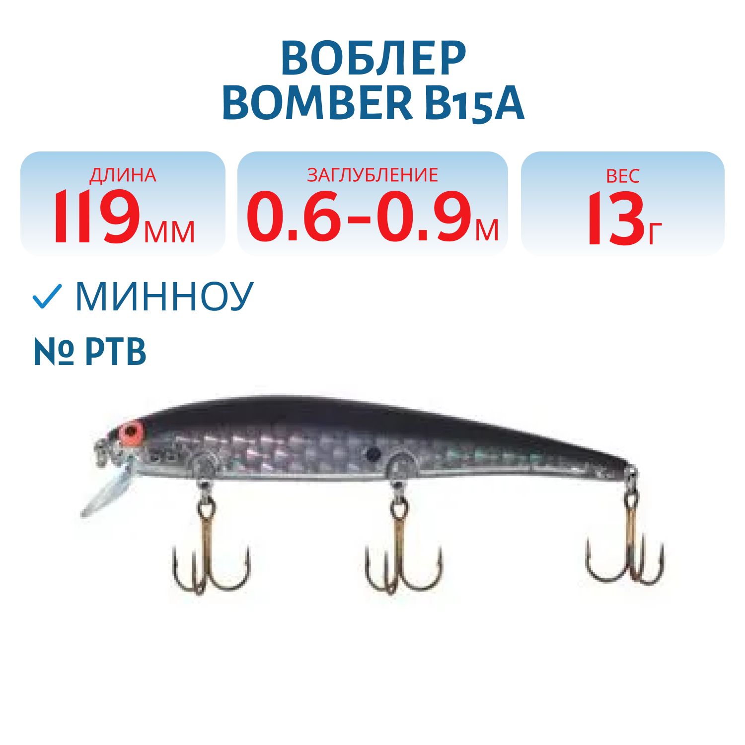 Воблер BOMBER B15A PTB