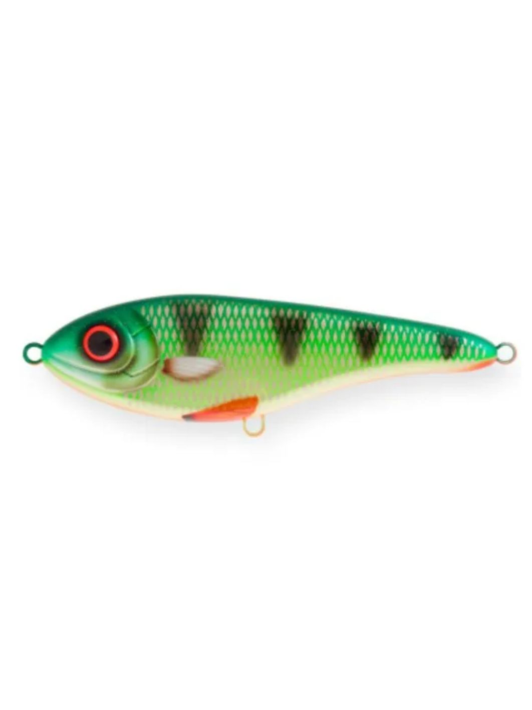 Воблер Джеркбейт Strike Pro Buster Jerk Shallow Runner,  150 мм,  64, 5 гр,  Загл. 1, 0м.,  Медленно всплывающий,  цвет: AC382F Tiger Perch,  WOLF COLOR,  (EG-048S#AC382F)