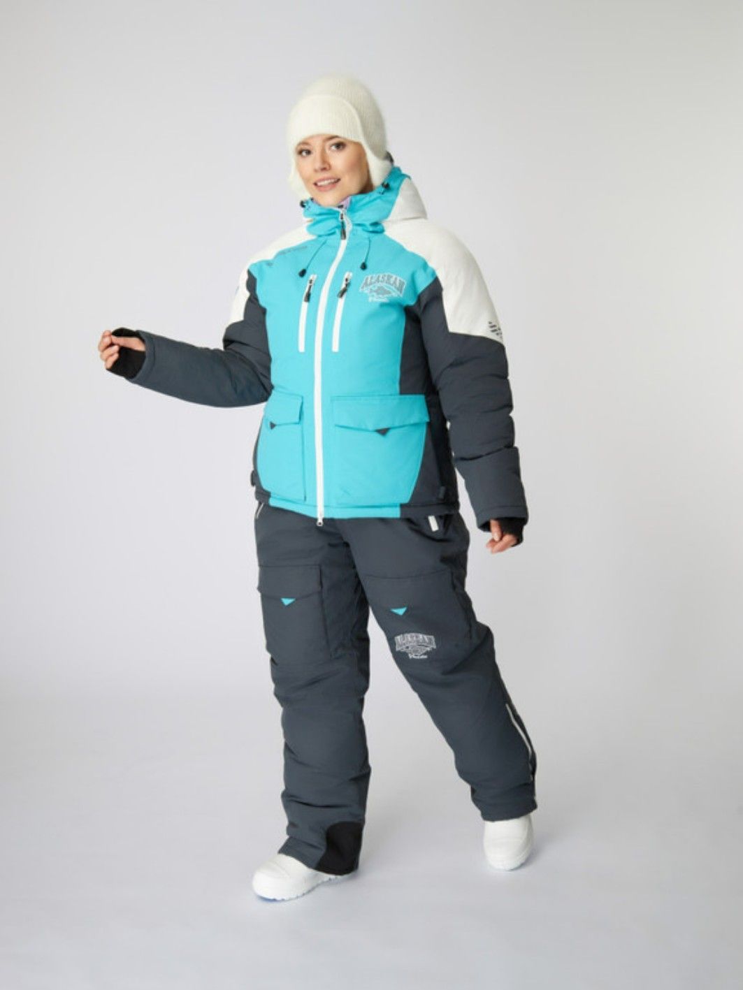 Костюм зимний Alaskan Vanda женский XL белый/голубой/серый (куртка+полукомбинезон) м