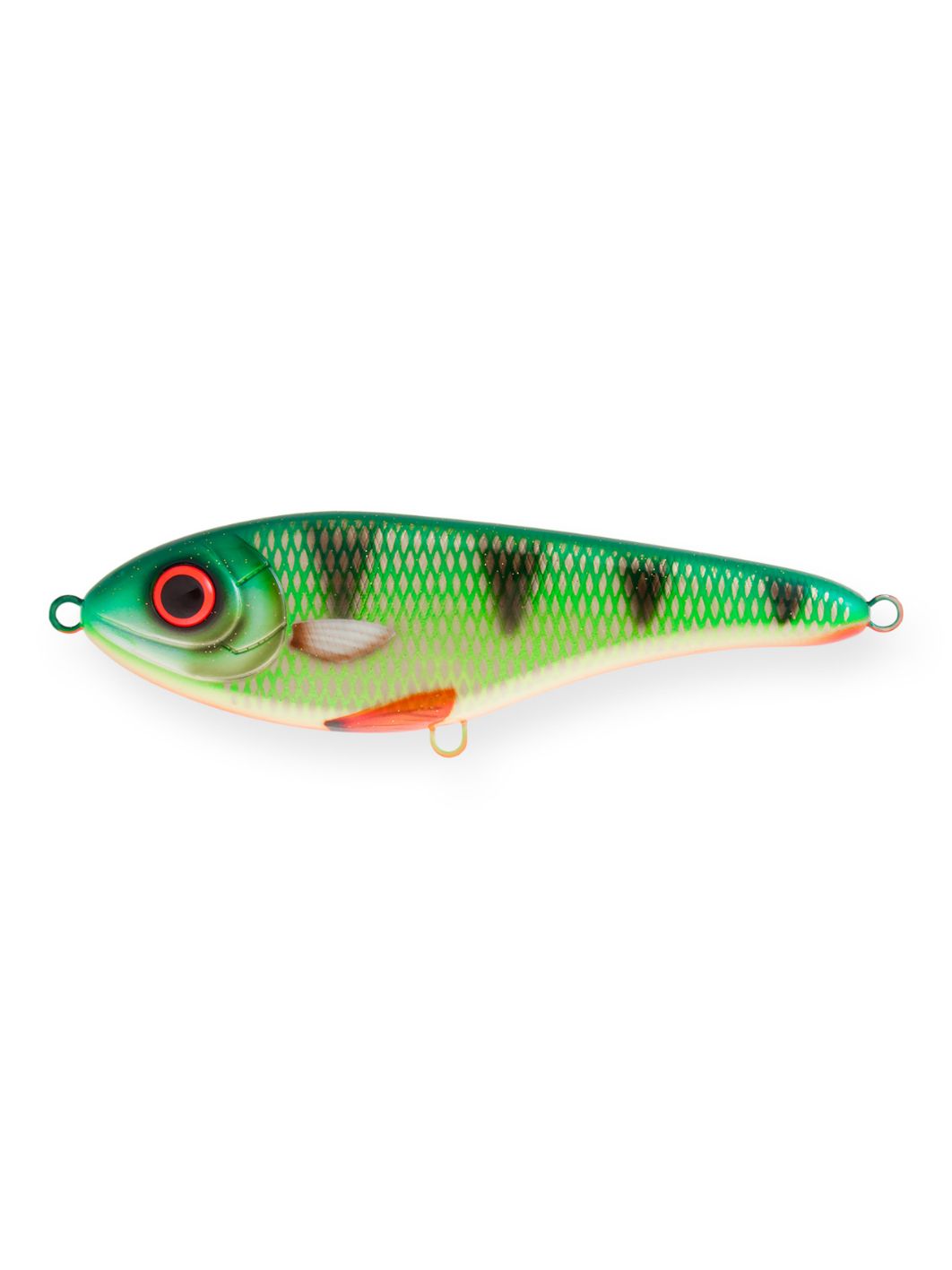 Воблер Джеркбейт Strike Pro Buster Jerk Sinking,  150 мм,  75 гр,  Загл. 0, 5м.-4, 0м.,  Тонущий,  цвет: A382F Green Perch,  WOLF COLOR,  (EG-048#A382F)
