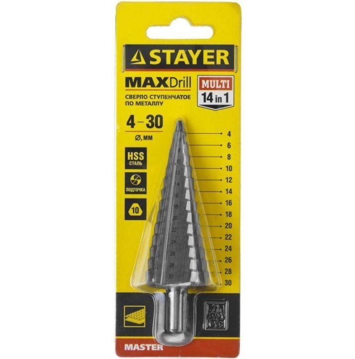 Сверло ступенчатое Ø4-30мм (14 ступ.) STAYER (29660-4-30-14)