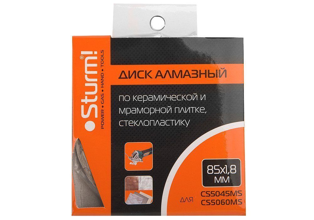 Диск алмазный по керамической и мраморной плитке,  стеклопластику для CS5060MS Sturm! CS5060MS-85-15-1.8