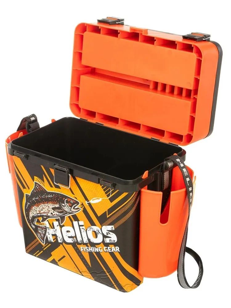 Ящик рыболовный зимний FishBox TROUT оранжевый,  с карманами (HS-FB-IML-19-O) Helios